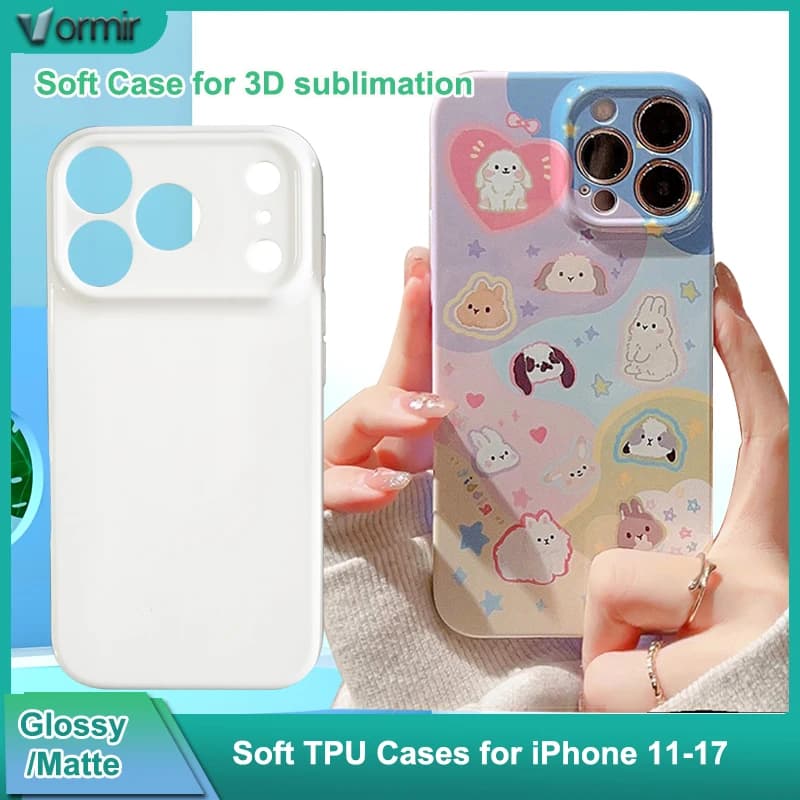 VORMIR 5 pz Custodie per telefoni Vuote Morbide per Trasferimento di Calore Macchina per Sublimazione 3D Cover Posteriore per iPhone 17 16 15 14 13 12 11 Pro Max