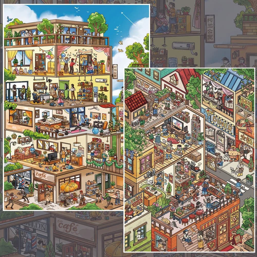 Kawaii Home Life 3D Scene Stickers Large Size DIY Landscape Stickers Scrapbook Stickers Photo Frame Deco Children gifts