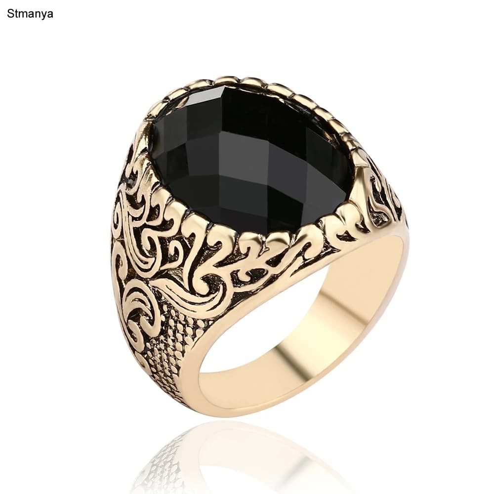 Uomini Anelli-Antico Sliver Punk Anello Nero Gioielleria Raffinata Supereroe Fedi Nuziali Tibet Della Lega Anelli D'oro Per Gli Uomini Regalo 31021