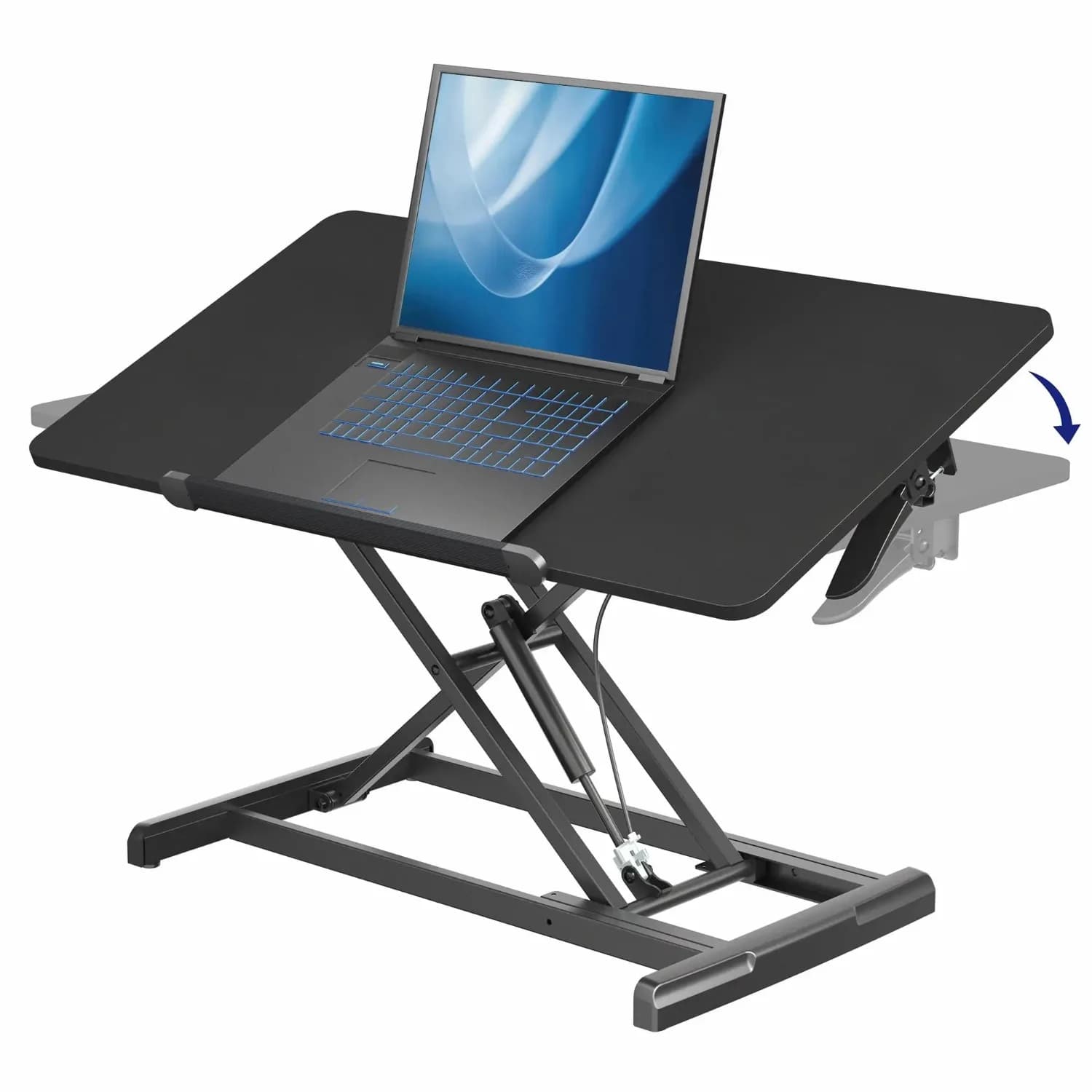 36 inch Height Adjustable Tilting Stand Up Desk Converter, Quick Sit to Stand Single Top Keyboard Riser, Laptop