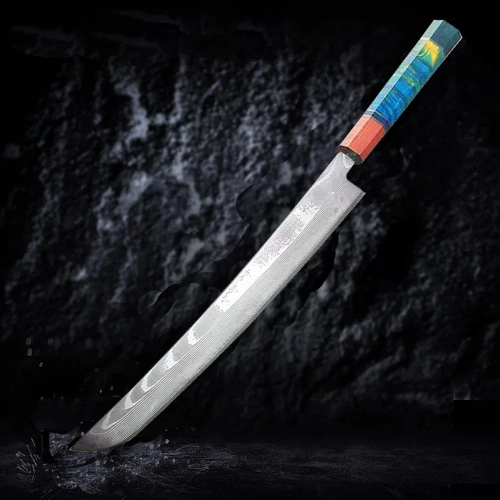 Sashimi knife casual handle hand forged damask steel blade Kiritsuke Sakimaru Yanagiba kitchen knife Ham Sushi