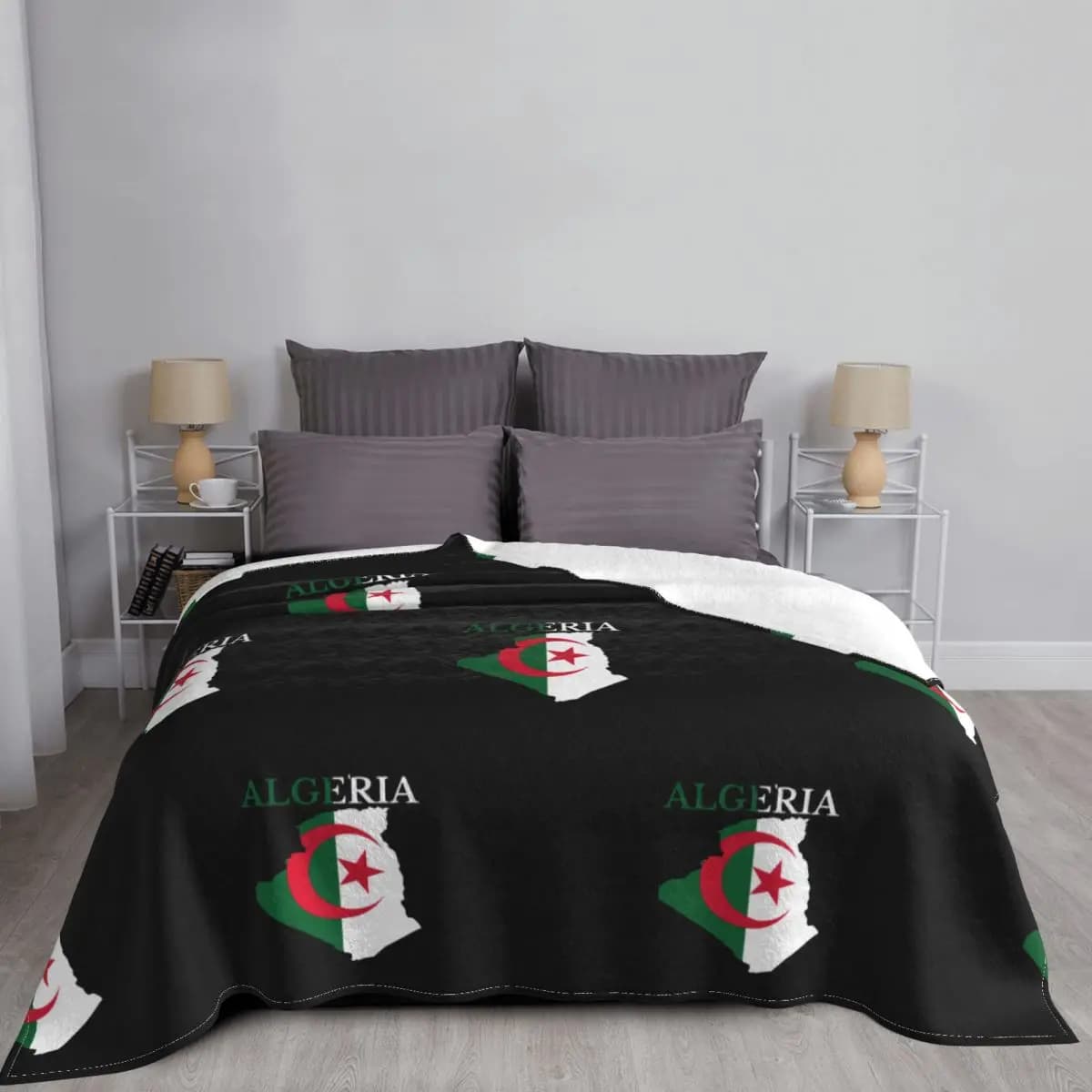 Algeria Flag Map Blankets Coral Fleece Plush Summer Algerian Heart Portable Ultra-Soft Throw Blankets for Sofa Office Bedspreads