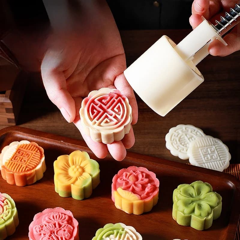 Stampo per Mooncake con rivestimento in ghiaccio da 50g, stile Guangdong, pressa manuale per pasticceria, motivo floreale, utensili da cucina per uso domestico, tradizionale cinese