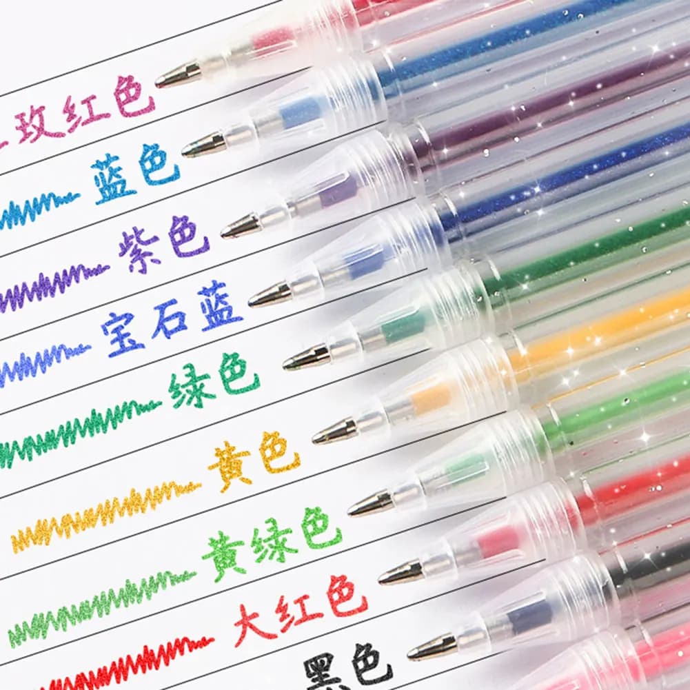 Set di penne gel glitterate, inchiostro scorrevole levigante per regali natalizi