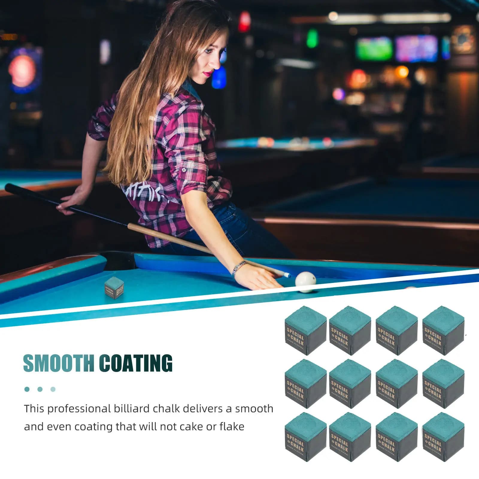 12Pcs Cue Stick Pool Chalk Professional Billiards Accessories Pool Table Chalks Reduces Miscue Cue Stick Wiping Powder