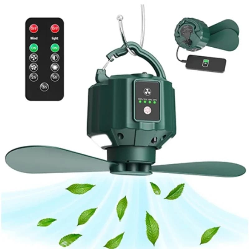 Ventilatori da soffitto per tende a Led ad alta potenza per ventilatori da campeggio portatili ventilatore da campeggio con luce e telecomando con gancio per appendere la tenda