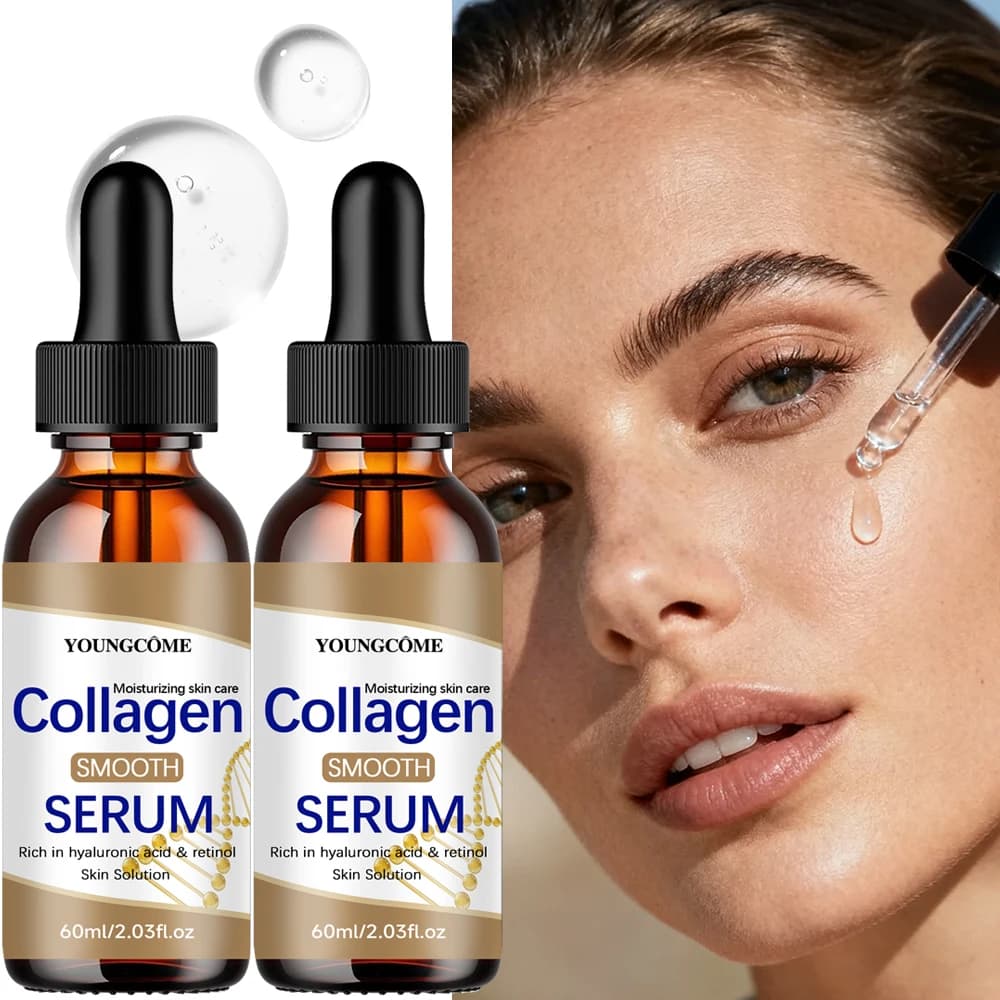 Siero al collagene con acido ialuronico e retinolo da 2 pezzi - Cura idratante del viso per tutti i tipi di pelle - Soluzione idratante quotidiana
