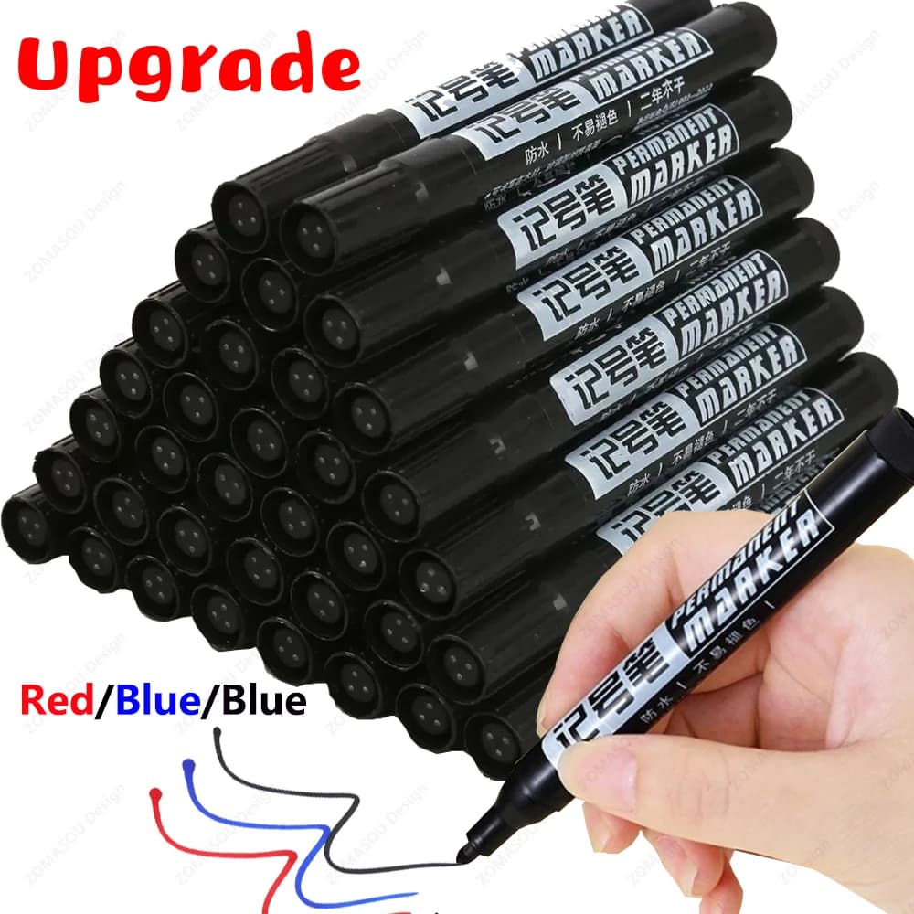 1-100 pezzi pennarello impermeabile a base di olio inchiostro nero blu rosso ad asciugatura rapida permanente per materiale scolastico d'arte di cancelleria in vetro metallico