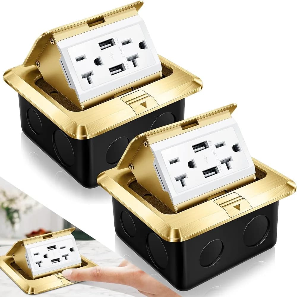 Copertura a scomparsa per prese elettriche a pavimento con caricatore USB da 4.8A, presa impermeabile e resistente alle intemperie da 20A per