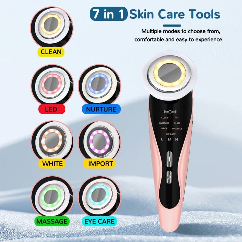 Electric Beauty Introduction Device 7-in-3 Facial Massager for Deep Cleansing Skin Lifting Firming Beauty and Skincare Equipment