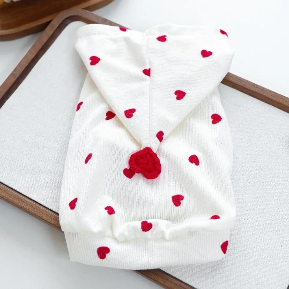 Warm Dog Striped Hooded Hoodie Breathable Heart Pattern Puppy Hooded Jacket Comfortable with Hat Puppy Sweatshirt