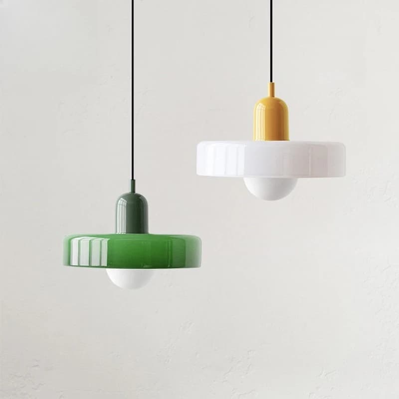 Bauhaus Nordic Pendant Lamp, Creamy Memphis Vintage Glass Chandelier for Living Room, Bar, Dining Decor