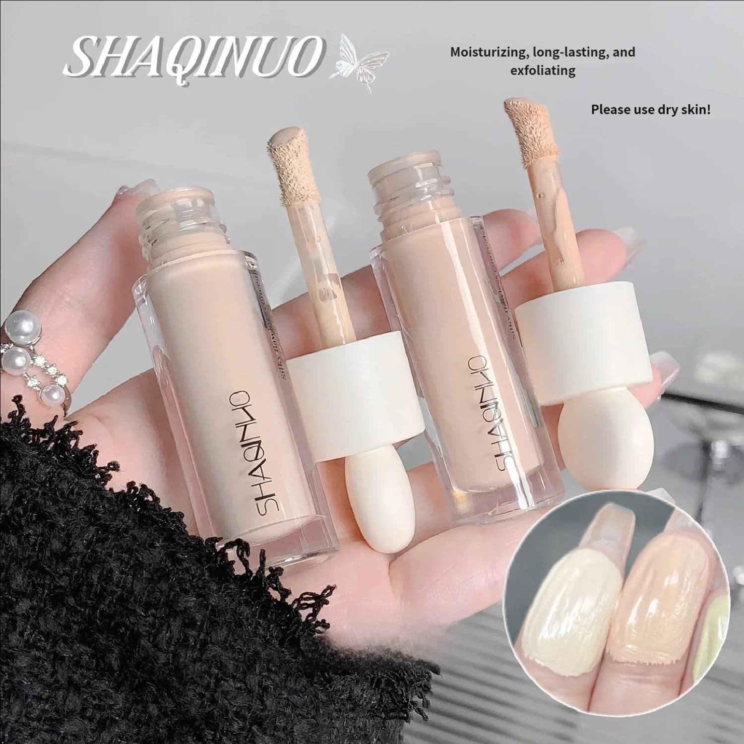 SHAQINUO Concealer Pen Cream Silk Soft - Flawless Coverage Acne Scars Dark Spots Circles Brightening Long-Lasting Makeup CO:02