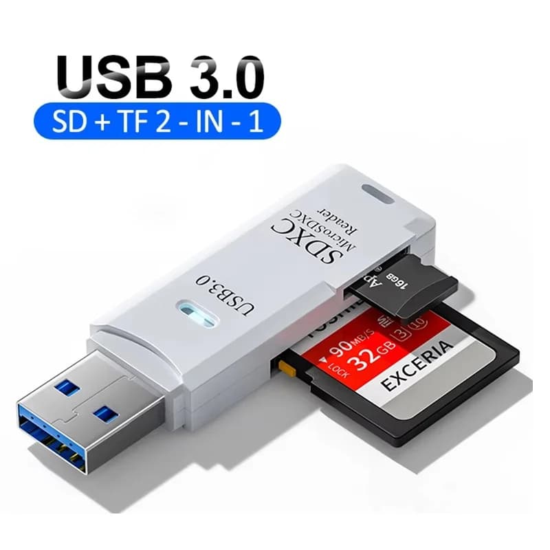 Lettore di schede USB 3.0 multifunzionale 2 in 1 Lettore di schede di memoria Micro SD Adattatore per schede Flash Drive USB per PC Laptop Accessori