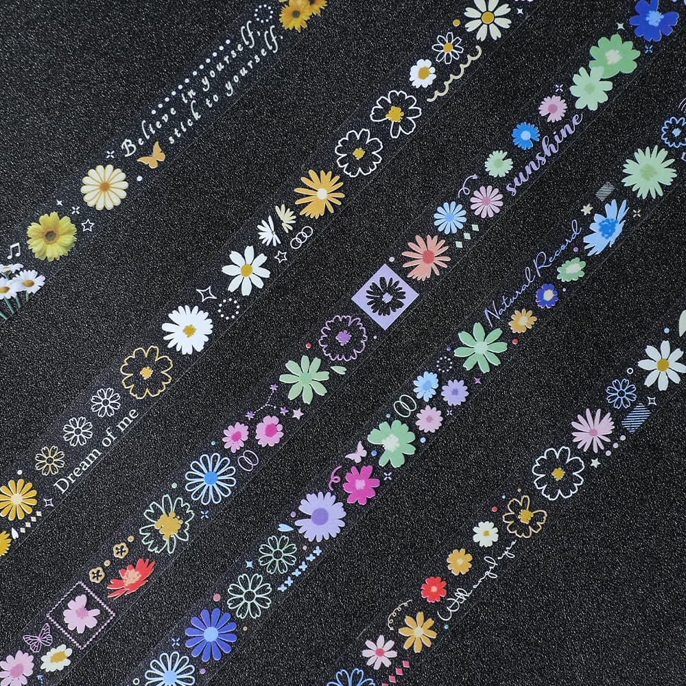 Set di 10 Rotoli di Nastro Adesivo Decorativo Daisy in PET per Arte, Fai-da-Te, Diari, Planner, Scrapbooking e Artigianato