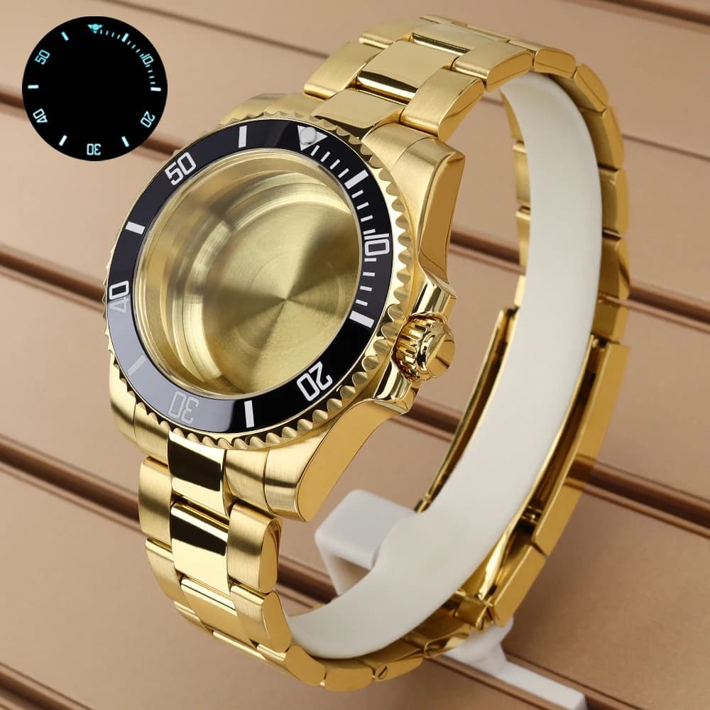 40mm Watch Case Solid Stainless Steel For NH35 NH36/34 Miyota8215 ETA2824 Ceramic Bezel Sapphire 28.5mm Dial Oyster Bracelet Sub