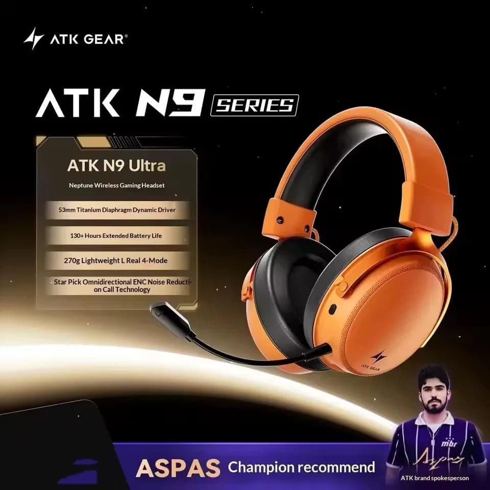 Gaming Wireless ATK N9 Headphones with Microphone for iOS Android PS5 PS4 PC, Audio Surround Virtual 7.1, Reduction of Noise