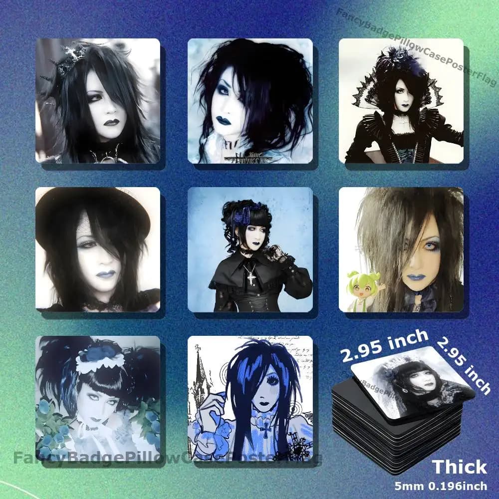 M-Malice Mizer Mana Sama Acrylic Refrigerator Magnets Square Tiles with Magnetic Sheets for Home Decoration