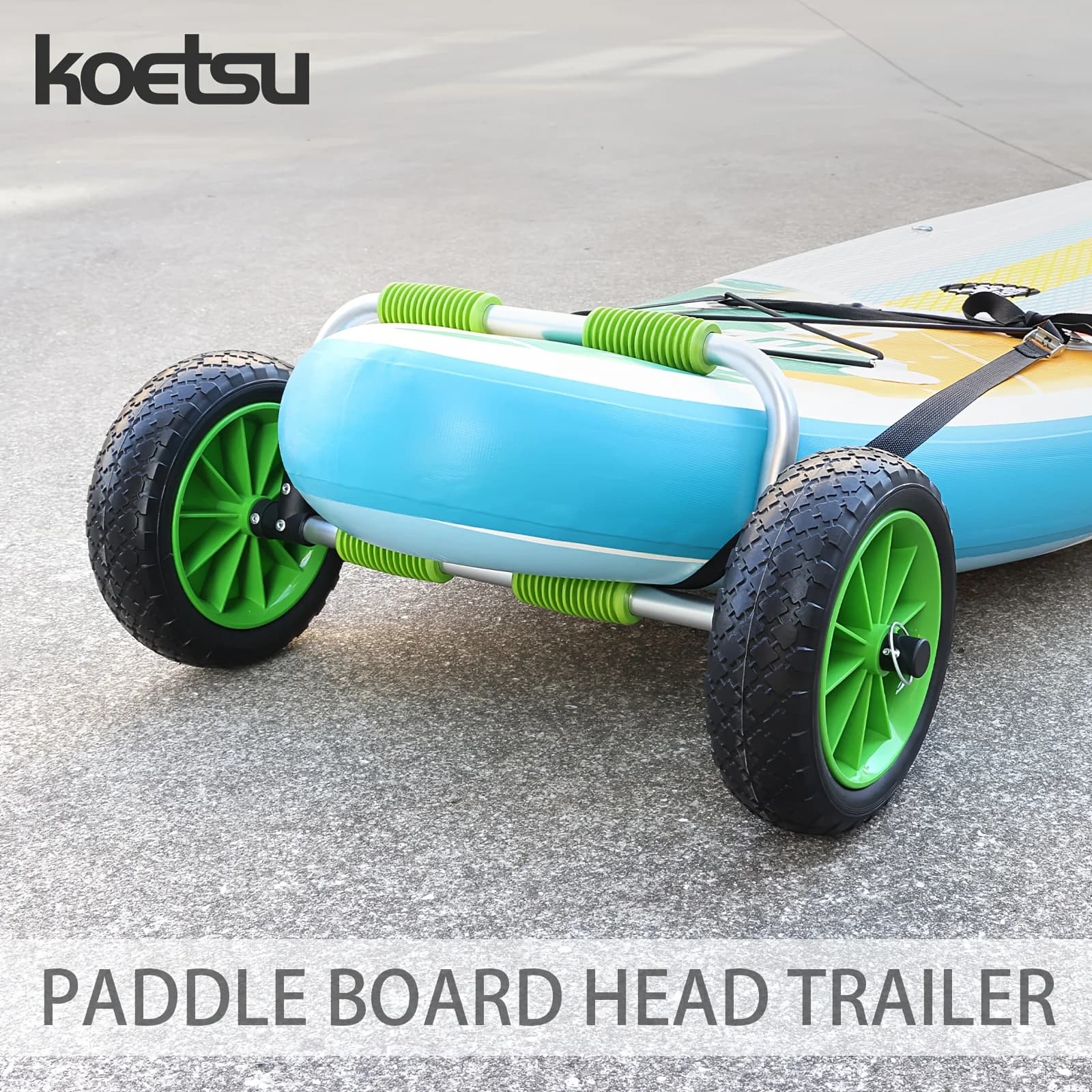 KOETSU paddleboard trolley with front mounting design and PU foam roller for easy movement