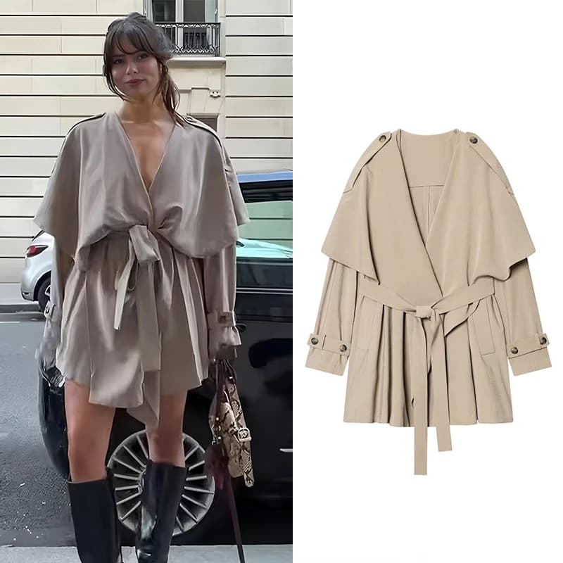 Fashionable Women's Trench with Belt, New Long Sleeve Spring Trench, Women's Vintage Coats, Top Chic