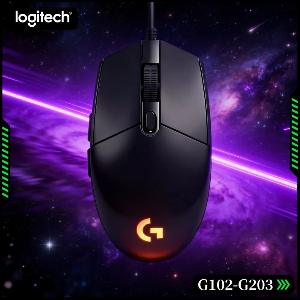 Logitech G102 Wired Gaming Mouse, Adjustable 200-8000 DPI, Comfort Grip, RGB Backlit For PC Laptops