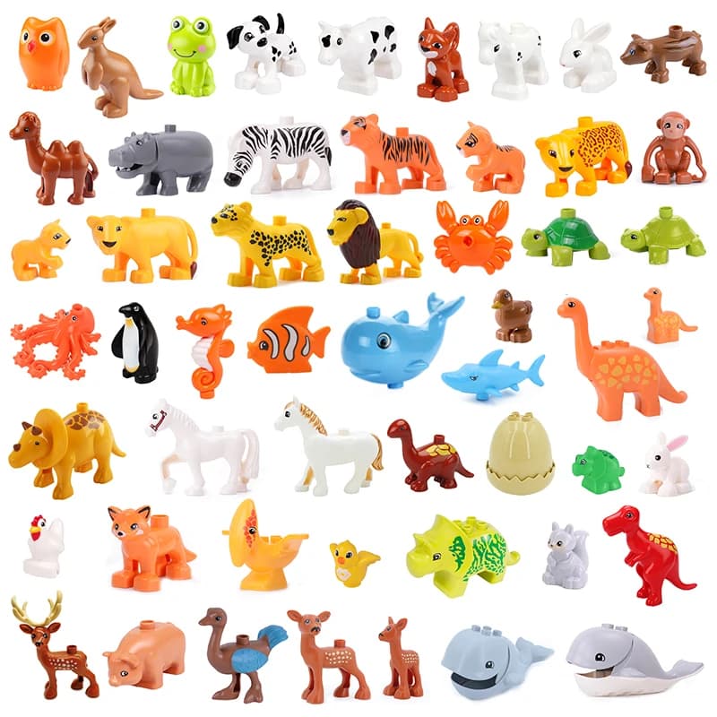 Grandi blocchi di costruzione Accessori per cani gatto animali da fattoria marina Squalo leone compatibile con giocattoli regalo per bambini educativi sulla città Duploed