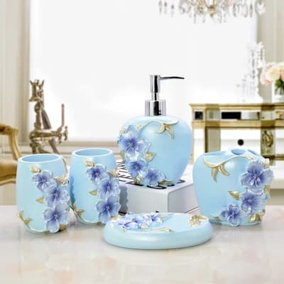 5 pezzi accessori per il bagno set da bagno per aristocrazia europea dispenser per lozioni tazza in resina portaspazzolino uomo romantico