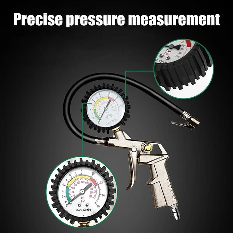 1pc 220PSI Auto Moto Multifunzionale Pneumatico Misuratore di Monitoraggio della Pressione Dell'aria Tester Compressore Dial Meter Gonfiatore Pompa Strumento