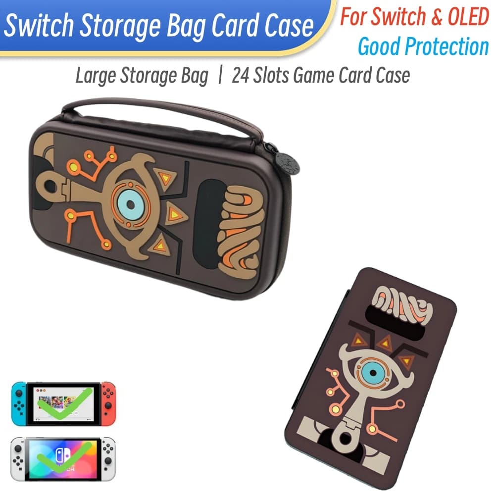 Per Sheikah Borsa portaoggetti per interruttore stile ardesia con custodia per carte da gioco 2 in 1 per accessori per scatole di carte da gioco con borsa OLED NS Switch