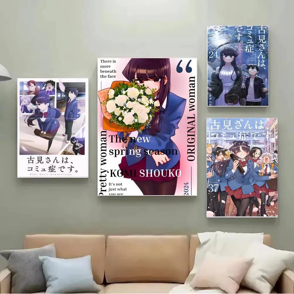 Pop-Anime Komi Can Not Communicate-K Poster: i dipinti su tela da parete sono adatti per club, soggiorni e camere da letto
