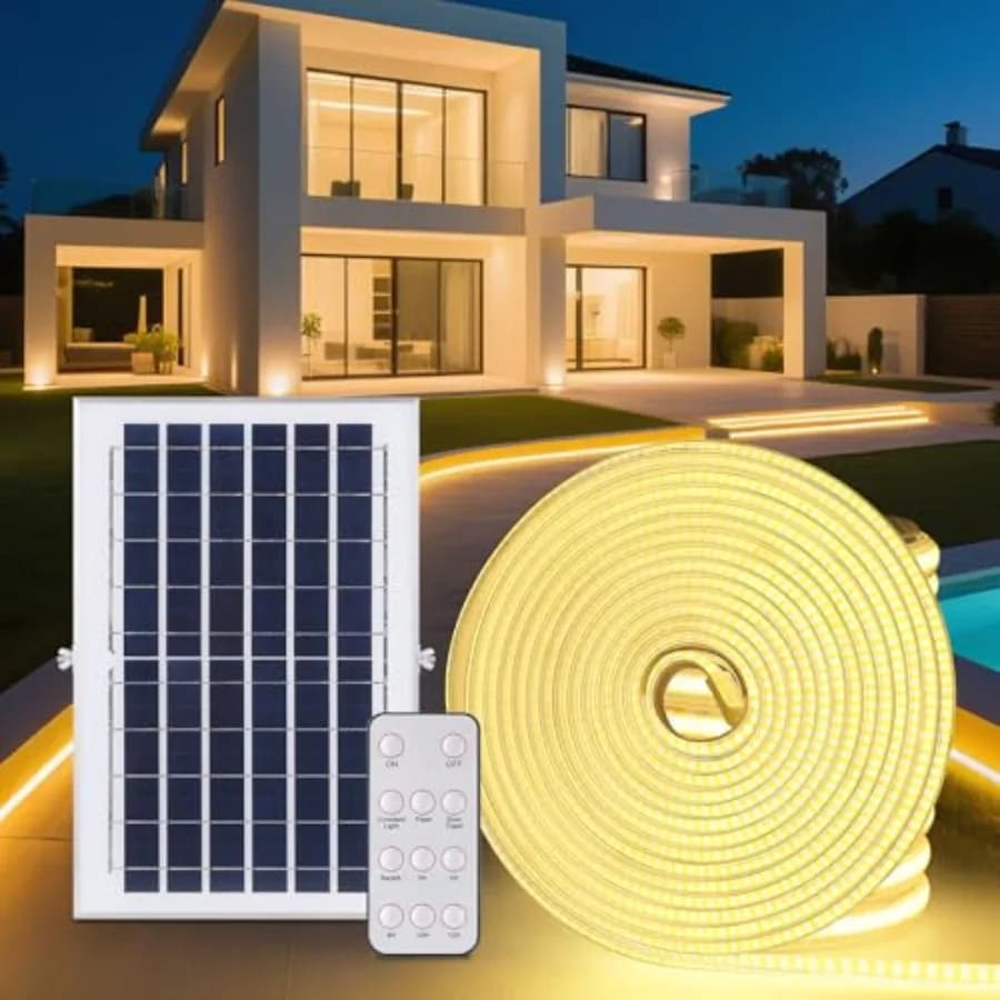 Outdoor solar light strip LED light strip solar 12000mAh 50 Feet 4800 LED solar light strip from dusk to dawn with remote autom