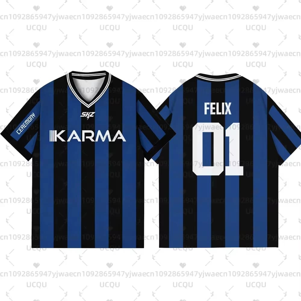 2025 KPOP Stay KARMA Album Fans Camicie di sostegno FELIX BANGCHAN HYUNJIN Streetwear Abiti taglie forti T-shirt a maniche corte