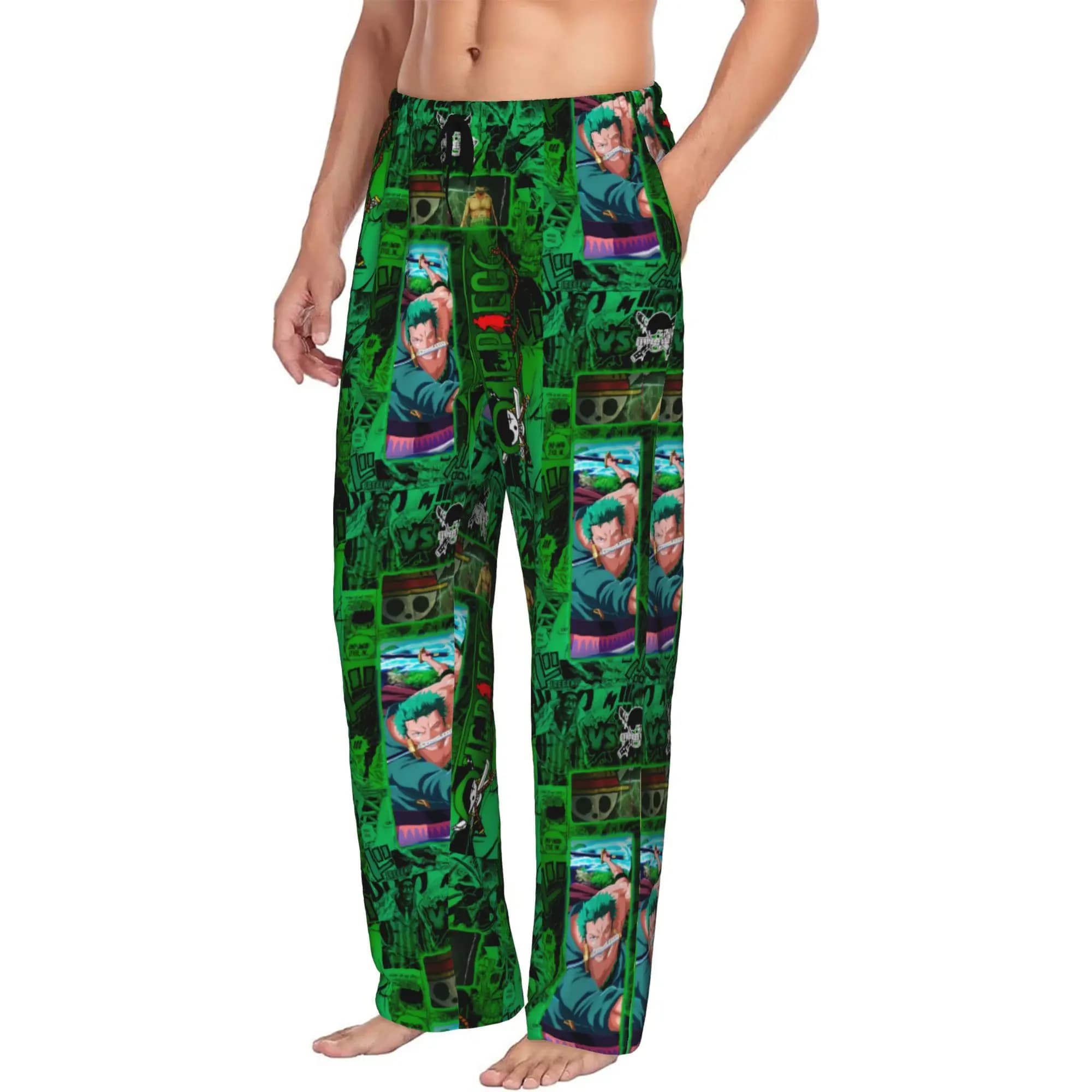 Custom Classic One P-Pieces Zoro Manga Pajama Pants Men Lounge Sleep Drawstring Sleepwear Bottoms with Pockets