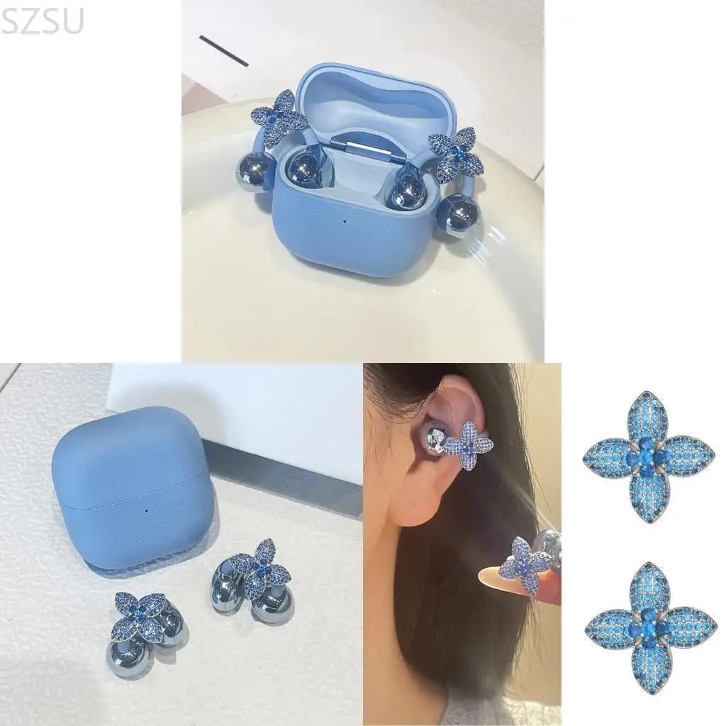 SZSU Sofisticati ciondoli per cuffie in oro e argento Decorazioni artistiche per utenti Freeclip 1/2 Fashion Forward