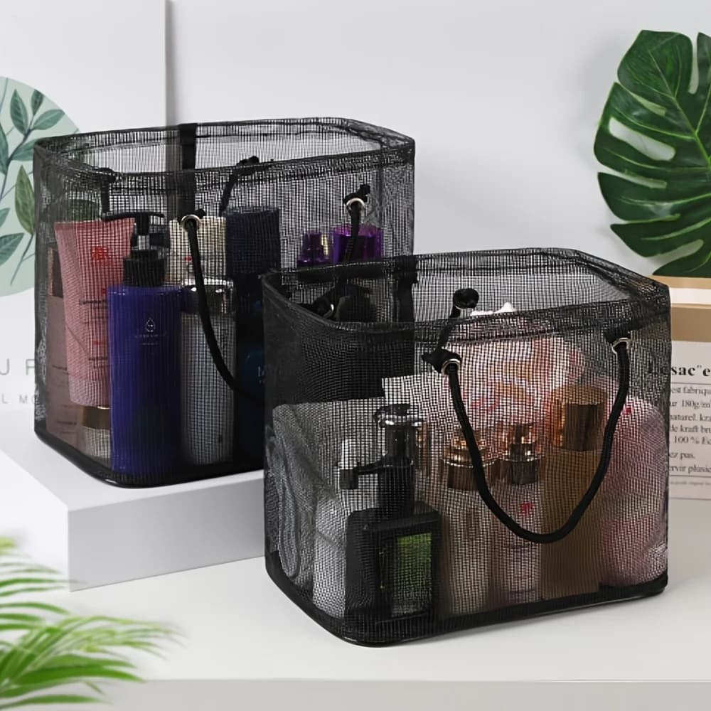 Minimalist Mesh Beach Bag Foldable Tote Bag Travel Laundry Bag Swimming Storage Bag Beach Vacation Swimming Travel Essentials