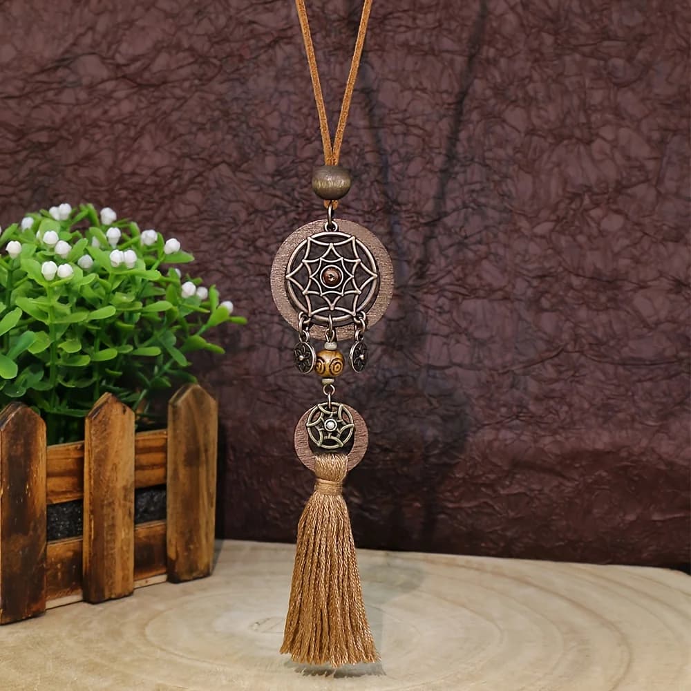 1 Pcs Brown Necklace Dream Catcher Tassel Designs Long Necklace Pendent Necklace Trendy Ornaments Versatile Gifts Party Unisex
