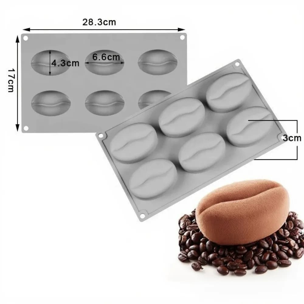 6/12/28 Cavity Coffee Beans Silicone Mold Food Grade Silicone Flexible Baking Mold Handmade Heat Resistant French Pastry Mold