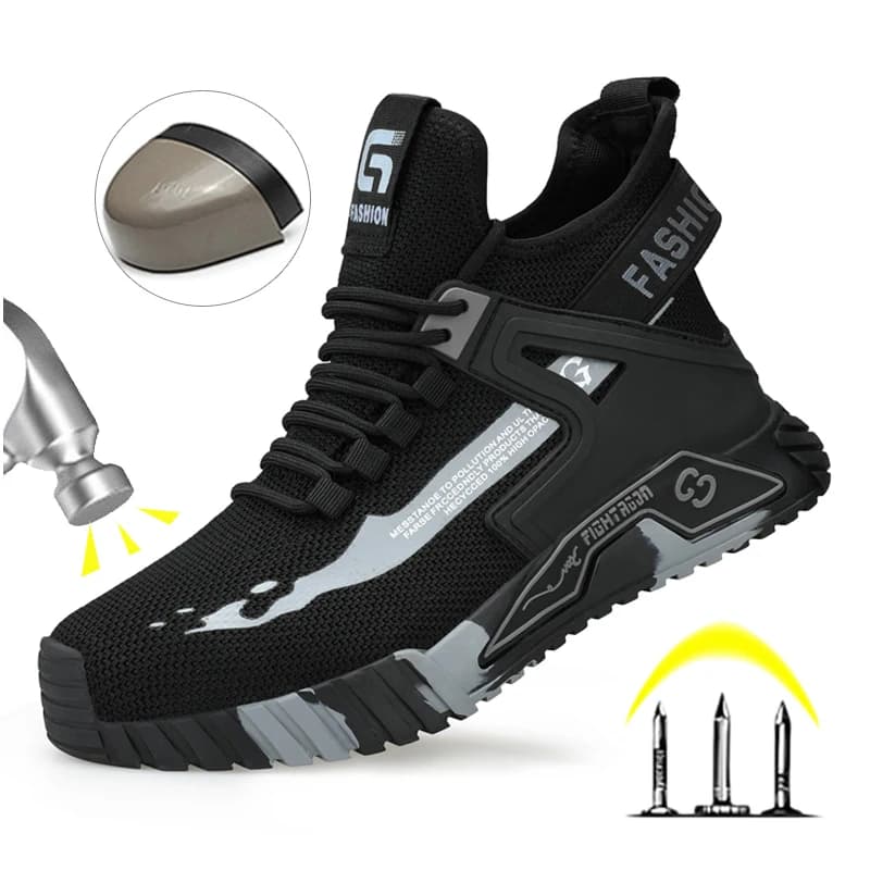 Scarpe da Lavoro Antiurto e Antiperforazione, Stivali Indistruttibili per Miniera, Scarpe Antinfortunistiche con Punta in Acciaio, Stivali da Lavoro con Suola in Gomma per Uomo