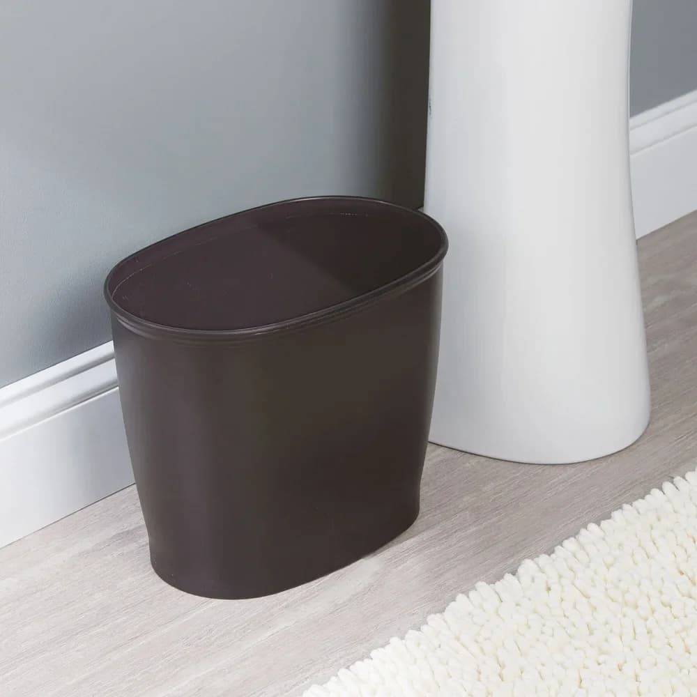 Cestino per Rifiuti Ovale, per Bagno, Camera da Letto, Ufficio, in Plastica Resistente, Colore Bronzo, Design Elegante, Dimensioni Compatte