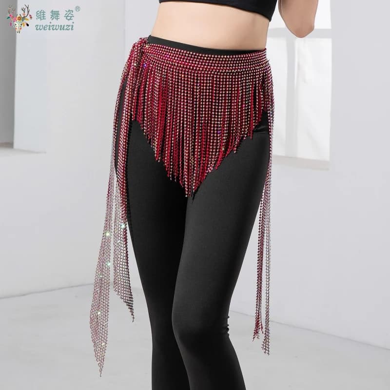 Cintura di danza del ventre per donna Sciarpa a triangolo con nappa Accessori per competizioni per bambini adulti Cinture Catena per la vita da allenamento per ragazza