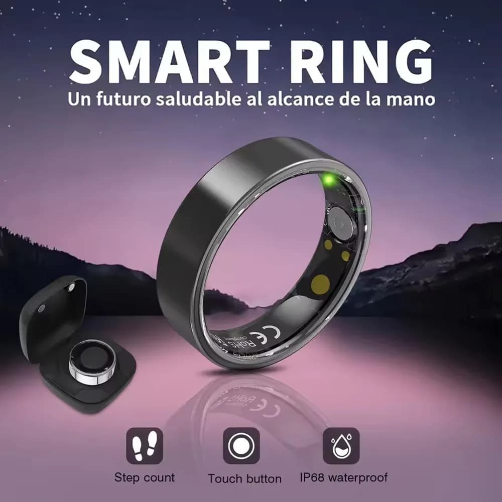 Smart Ring, IP68 waterproof, sleep monitoring, multiple sports modes, pass counter, stainless steel material, unisex
