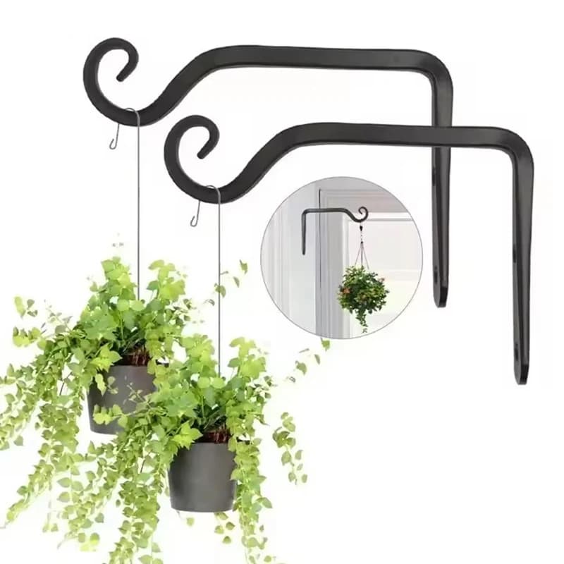 Wall Hanging Basket Iron Flower Pot Plant Support Hanger Hook Indoor Outdoor Home Garden Hanging Lantern Decoration