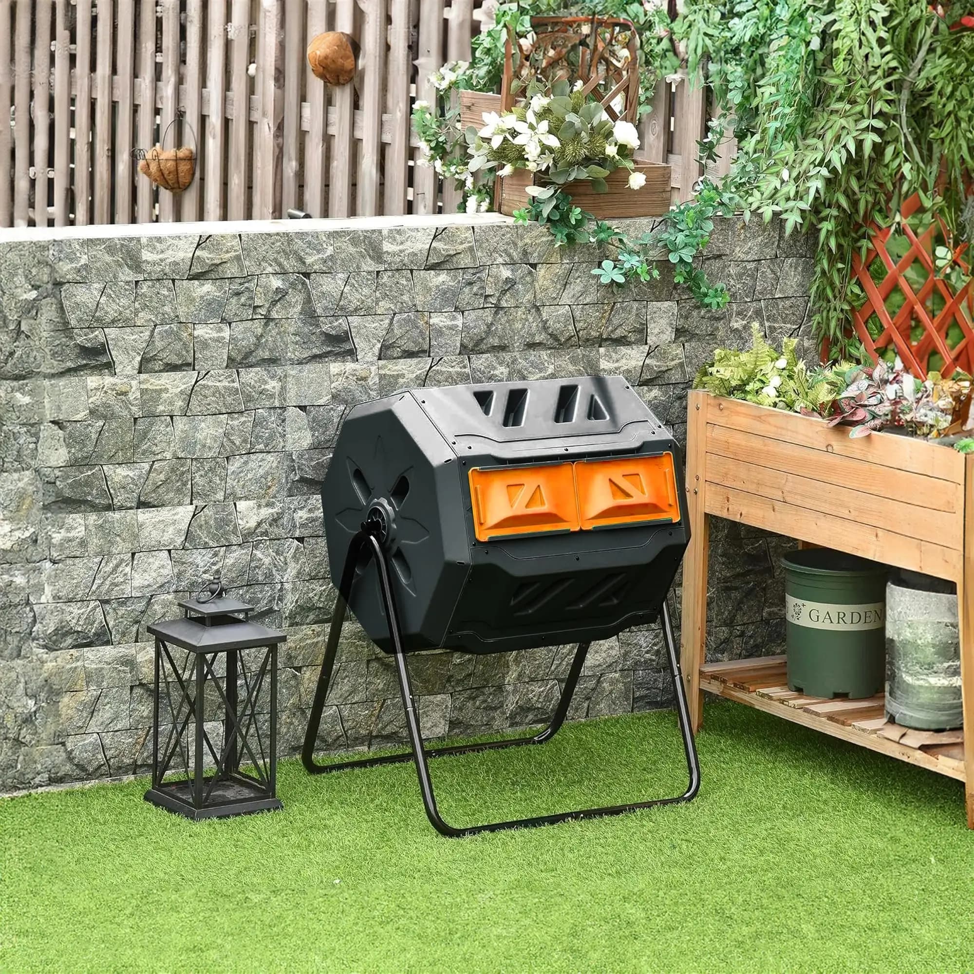 Composter da Esterno 35x35 Pollici, 158 Galloni, in Rete Metallica per Rifiuti da Giardino e Scarti di Cucina