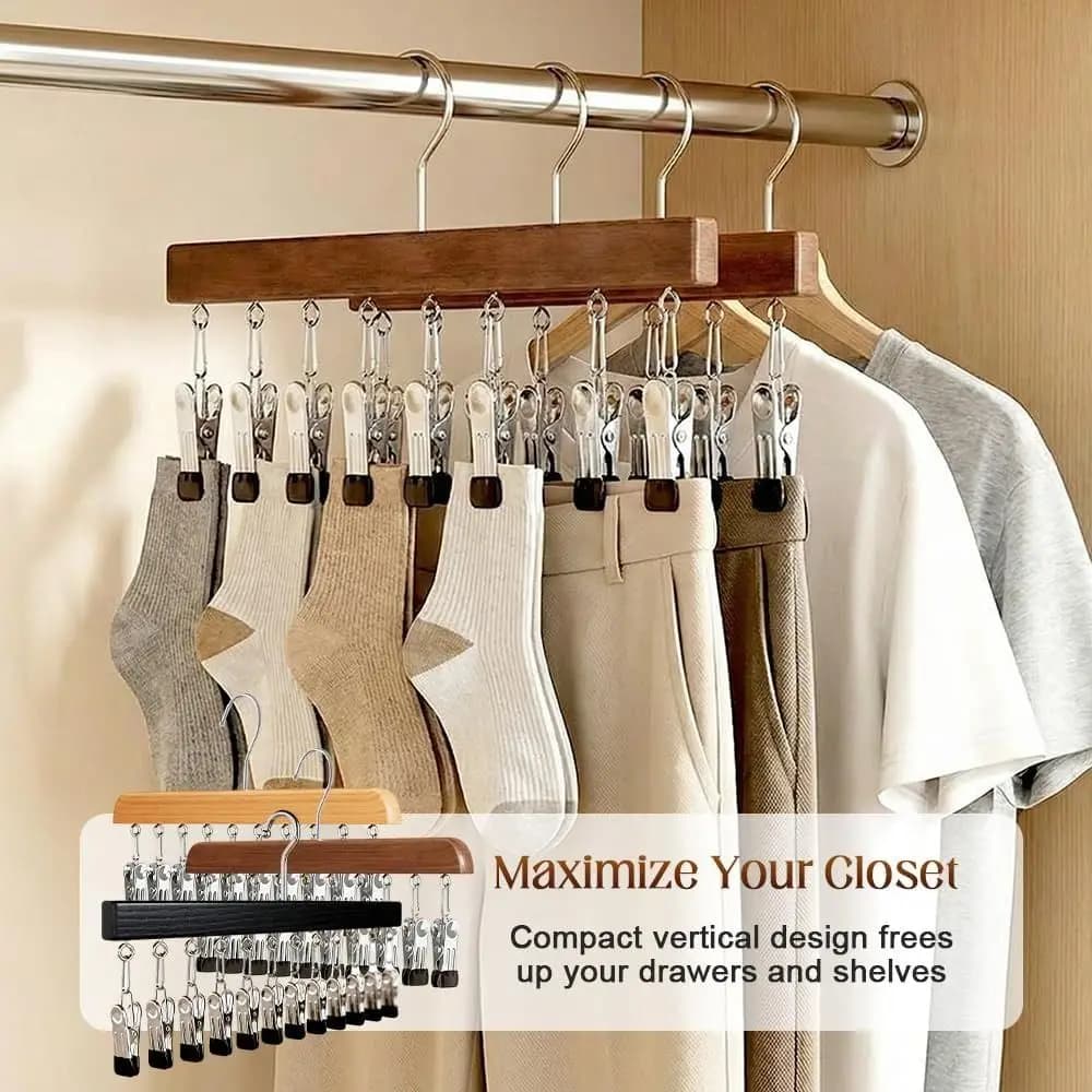 Organizer for Wardrobe with 10 Clips 360 ° Swivel hanger with 12 Clips for Leggings, Space Saving and Multifunctional