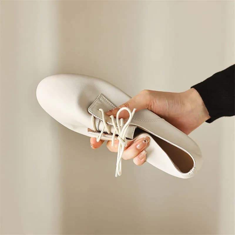 2023 Spring New Mucca Shoes Fashion Lace-Up Oxford Shoes Round Toe Soft Shoes Low Heel Women Zapatos De Mujer Pumps