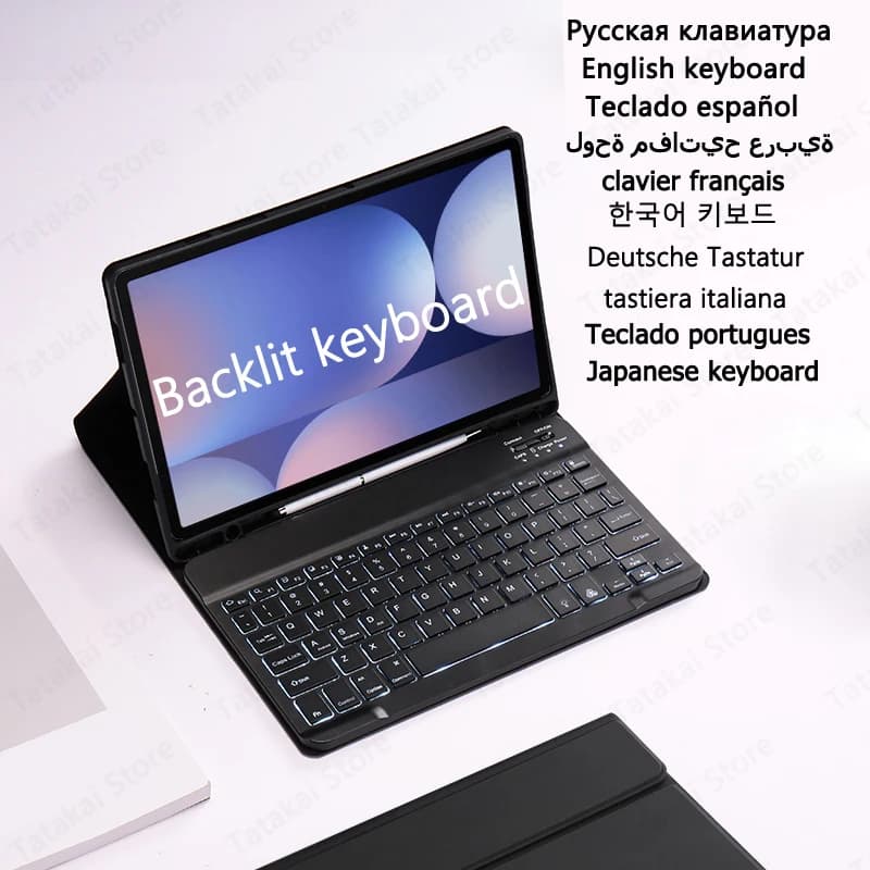 Backlit Keyboard for Samsung Galaxy Tab S10 Plus Keyboard Case with Pencil Holder Stand for Galaxy Tab S10+ S10 Plus 12.4 inch