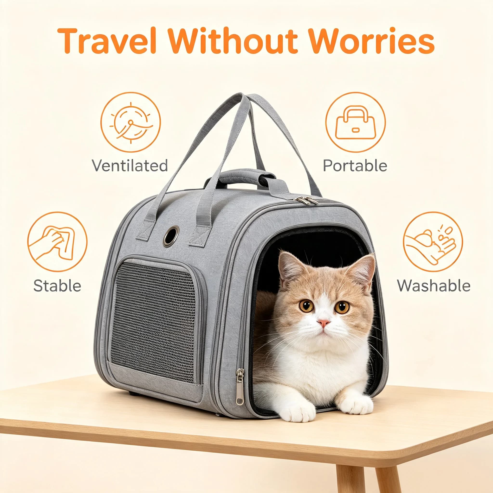 Anti‑Deform Pet Cat Travel Carrier Oxford Fabric 360° Ventilation Mesh Multi Opening Handbag For Cat Small Dog Outdoor Trip