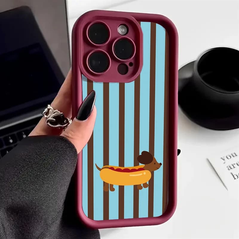 Retro Fun Striped Dachshund Pattern Phone Case for iPhone 17 16 15 14 13 12 11 Pro Max XS X 7 8 Plus SE 2022 16E Creative Cover