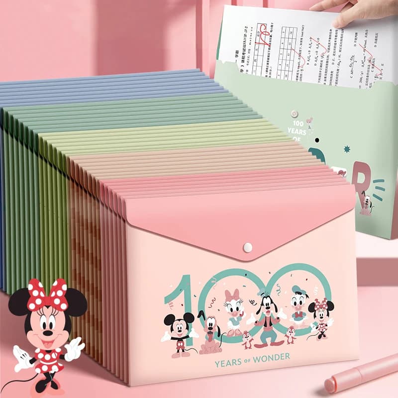 5 pezzi di cartelle portadocumenti A4 Mickey Minnie, borse per documenti da ufficio, buste portaoggetti per cancelleria, articoli scolastici