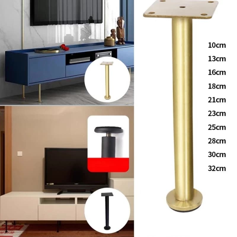 Gambe di supporto per gambe per mobile TV da 4 pezzi, gambe per mobili da bagno in metallo, gambe per mobili, tavolino, divano, regolabili in acciaio inossidabile